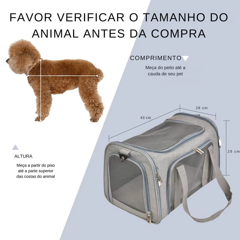 Bolsa de Transporte com Caminha | Para Cachorro e Gato